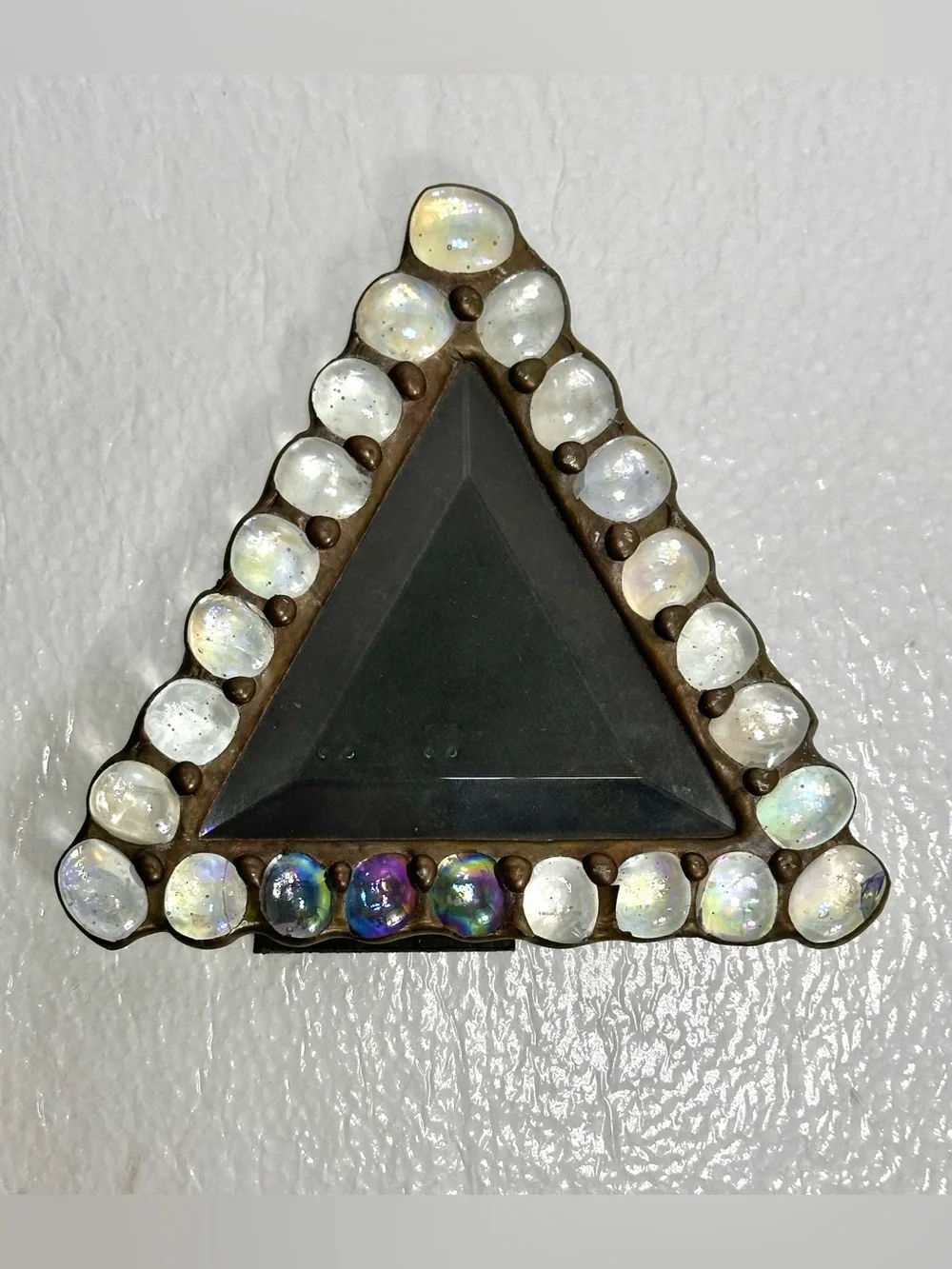 Diane Markin Rare Iridescent Beveled Glass Triangular Picture Frame